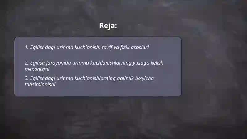 Egilishdagi urinma kuchlanish: taʼrif va fizik asoslari 2