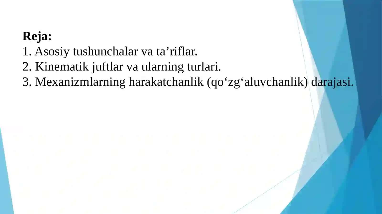 MEXANIZMLAR STRUKTURASI 2