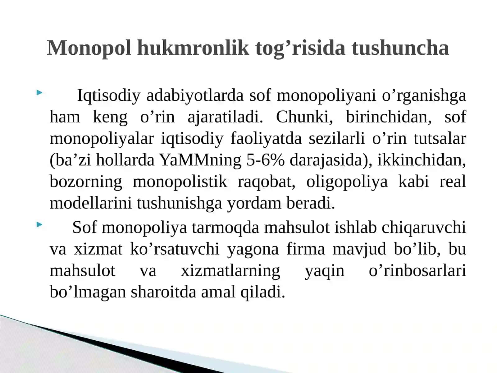 Monopoliyani tartibga solish va adolatli raqobatni ta’minlash siyosati 2