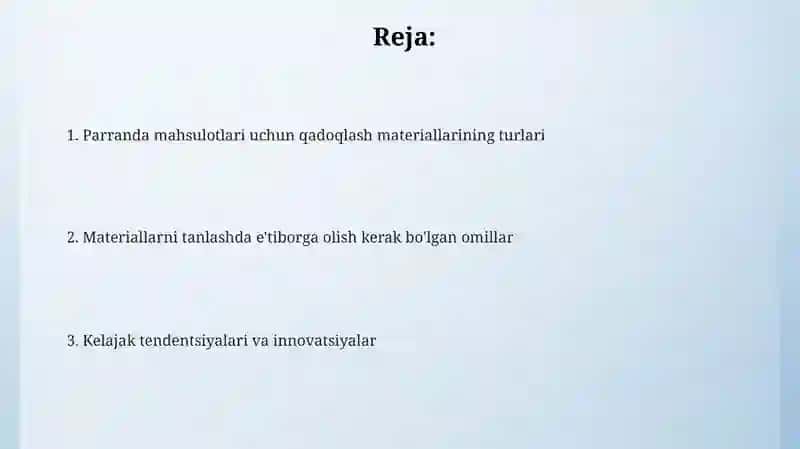 Parranda mahsuloti uchun qadoqlash materiallari 2