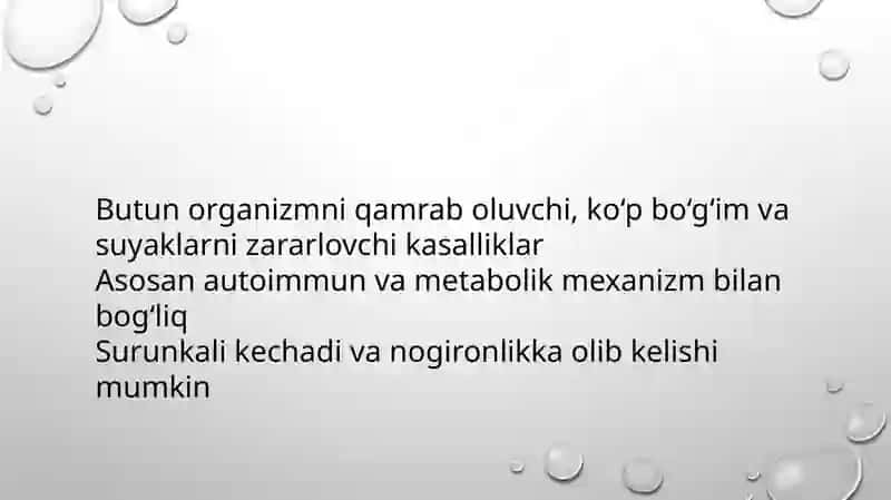 suyak va bo‘g‘imlarning tizimli kasalliklari 2