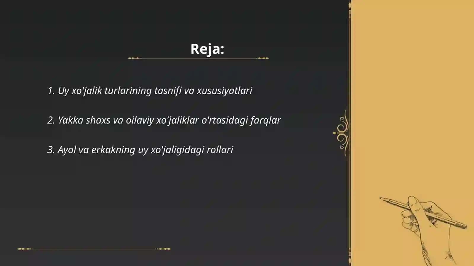 Uy hoʻjalik turlari va ularning oila bilan oʻzoro bogʻliqligi 2