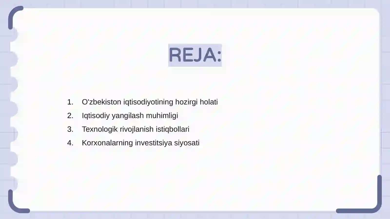 O'zbekiston iqtisodiyotini iqtisodiy va texnologik yangilash zarurati va O'zbekiston korxonalarning investitsiya siyosati 2