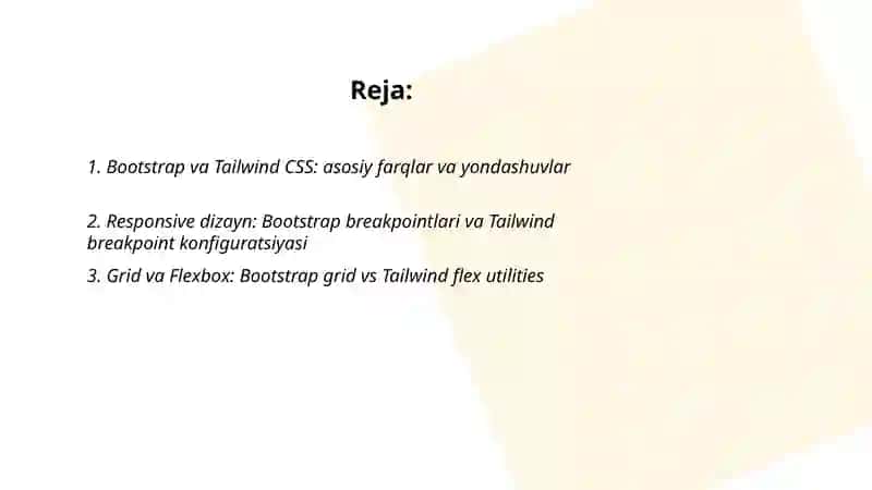 Bootstrap va Tailwind CSS 7 mavzu 2