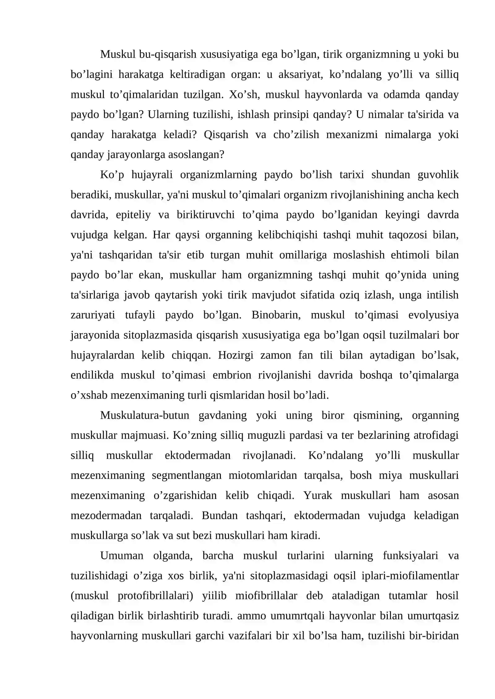 Muskul to’qimasi haqida umumiy tushuncha 2