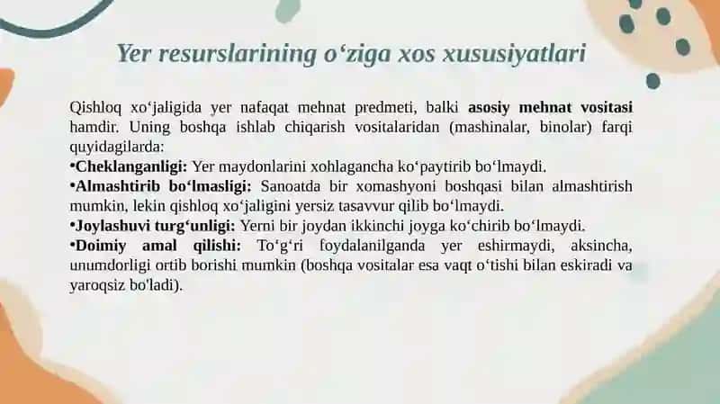 Yerresurslari-qishloqxo’jaligiishlabchiqarishiningasosiyvositasi 2