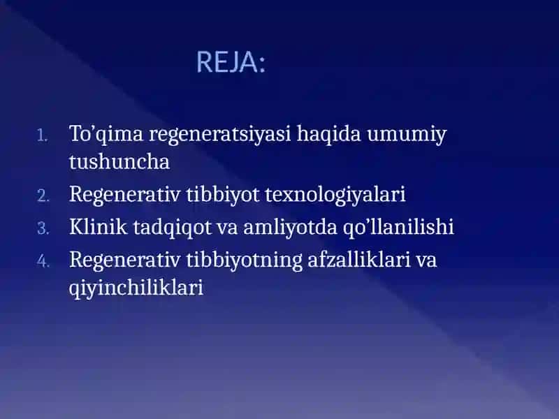 XIRURGIYADA TO’QIMALARNI REGENERATSIYA QILISH. 2