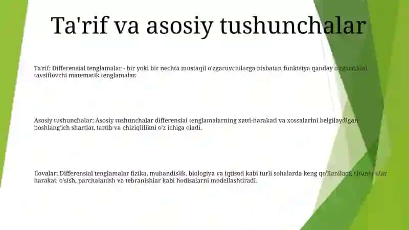 Differensial Tenglamalar Yordamida Turli Fanlarga Oid Masalalar Yechish 2