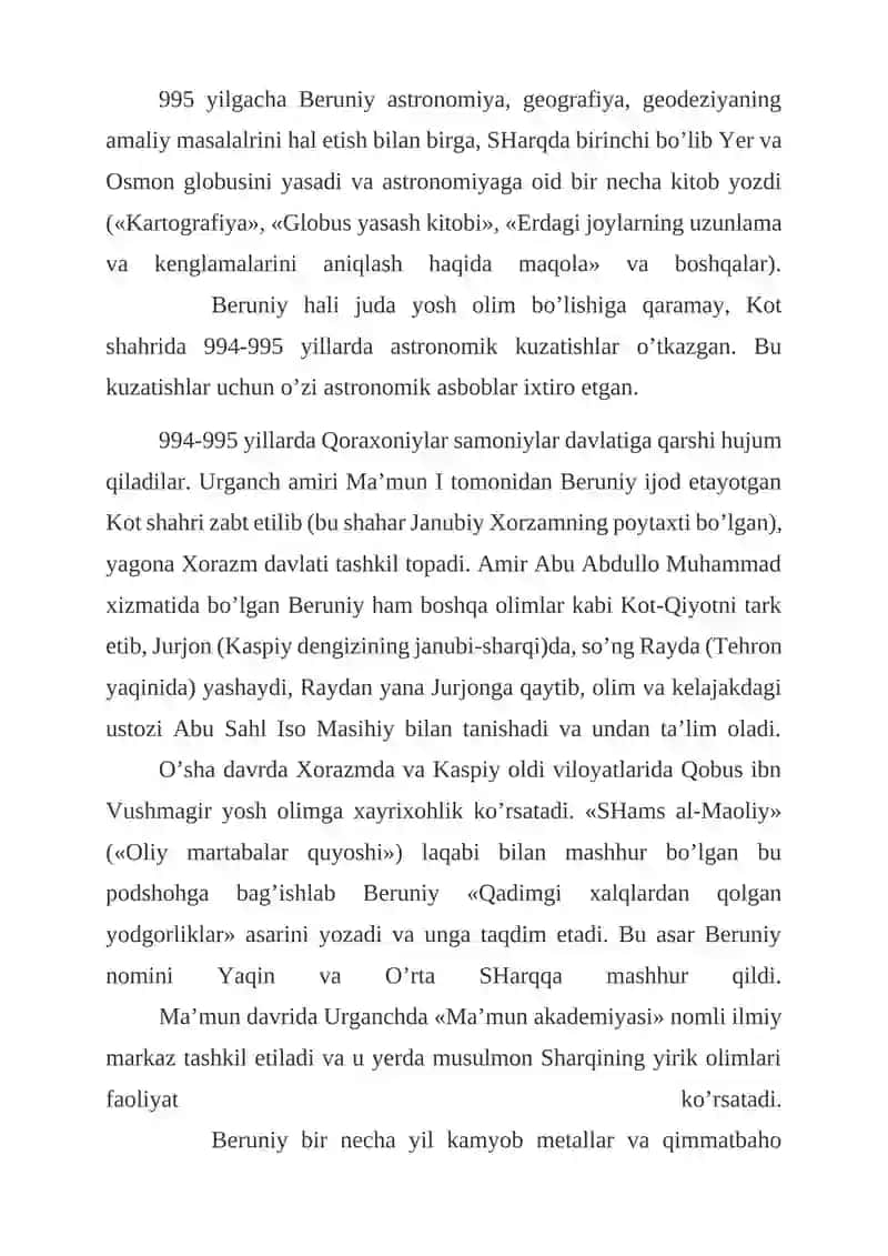 Abu Rayxon Beruniyning ilmiy merosi va uning pedagogika fan taraqqiyotidagi o’rni 2