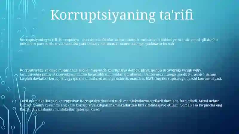 Xalqaro Miqyosda Korrupsiyaga Bo’Lgan Munosabat.(Davlatlar Misolida) 2