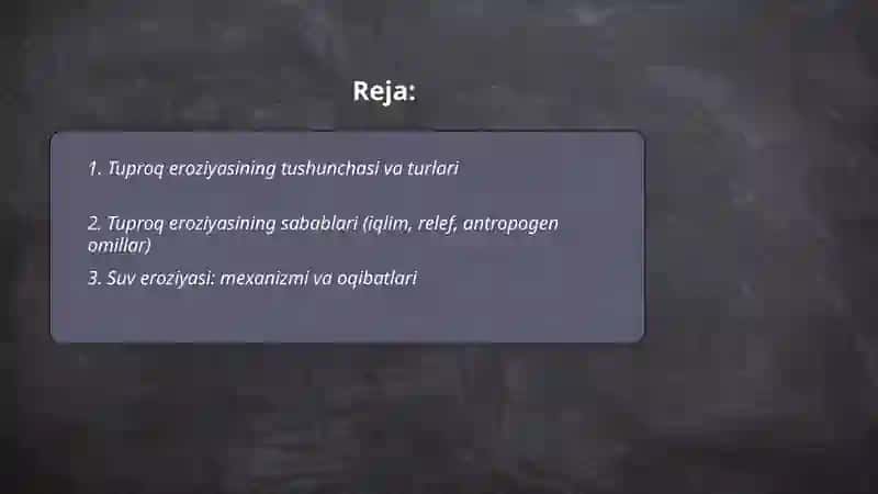 Tuproq eroziyasi va unga qarshi kõriladigan chora tadbirlar 2