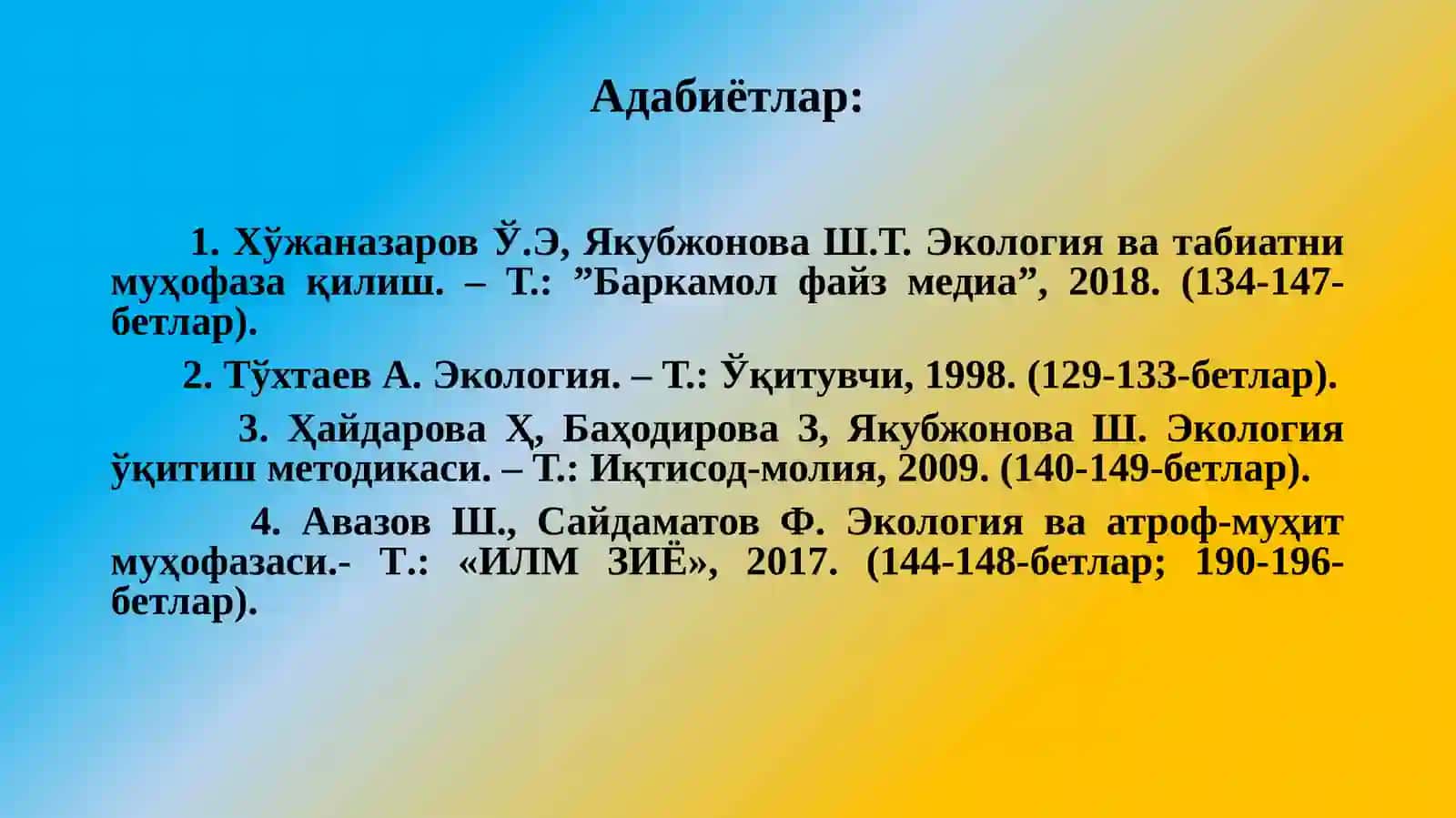 Ҳайвонотдунёси ва уларни муҳофаза қилиш 2
