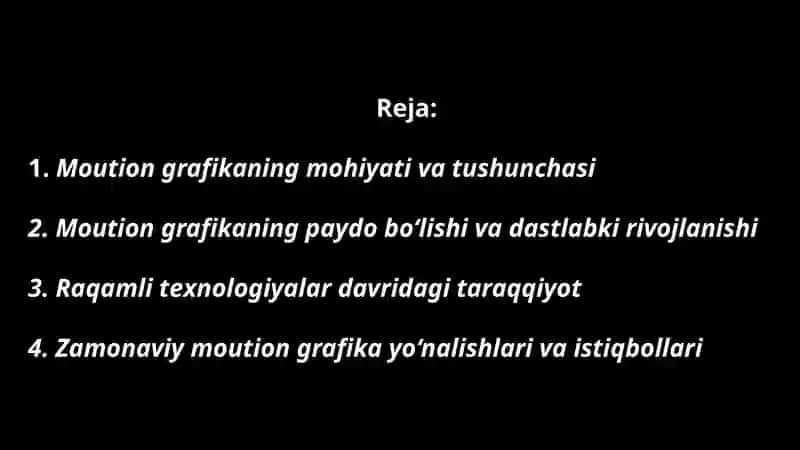 Moution grafika harakat grafika. Tushunchasi va rivojlanish tarixi 2
