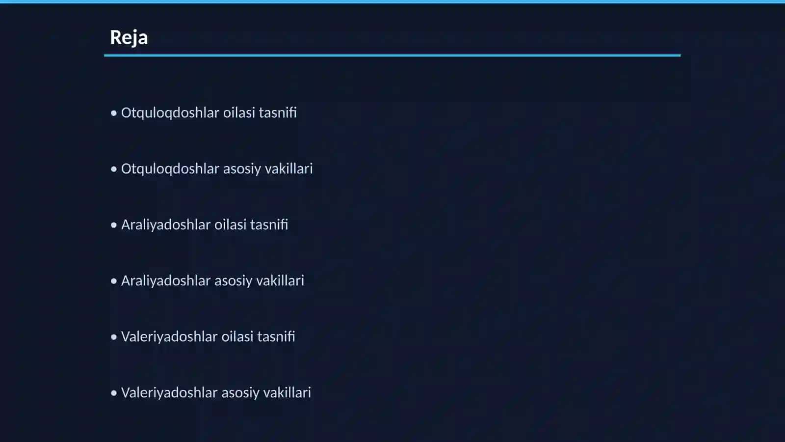 Otquloqdoshlar araliyadoshlar va valeriyadoshlar oilasi tasnifi asosiy vakillari va tibbiyotdagi axamyati 2