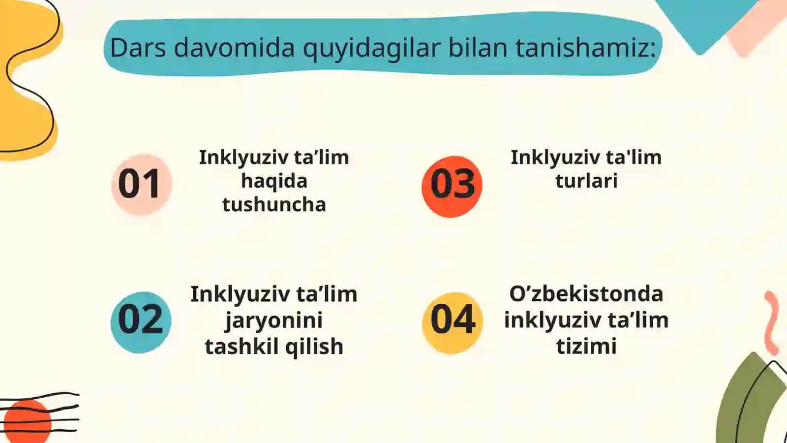 Imkoniyati cheklangan bolalar turlari va ularni inklyuziv taʼlimga jalb etish, inklyuziv taʼlimga bo‘lgan ehtiyojlar va sabablari 2