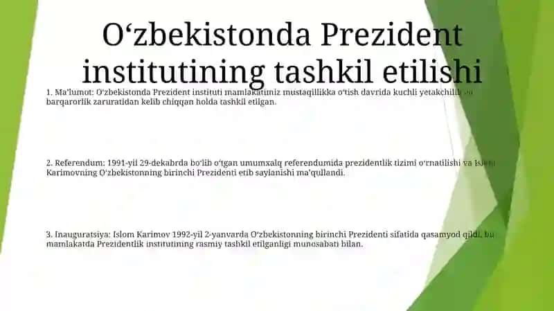 I.A.Karimovning OʻZbekiston Respublikasi Prezidenti Etib Saylanishi 2