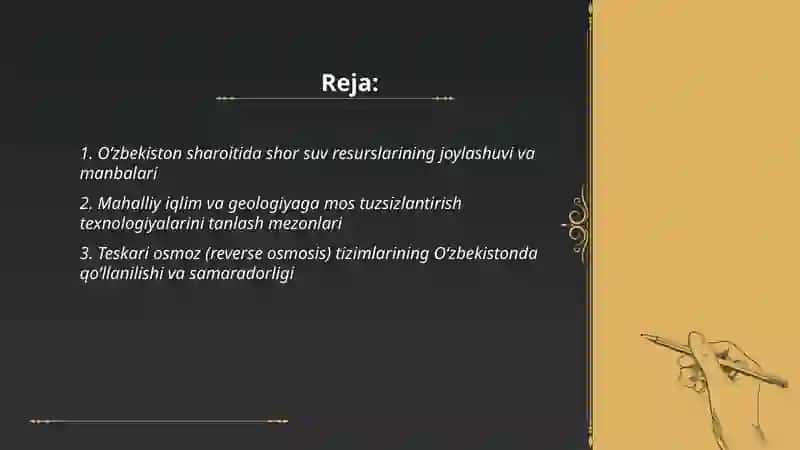 O'zbekiston sharoyitida shor sularni chuhuklashtirish goyasini yaratish 2
