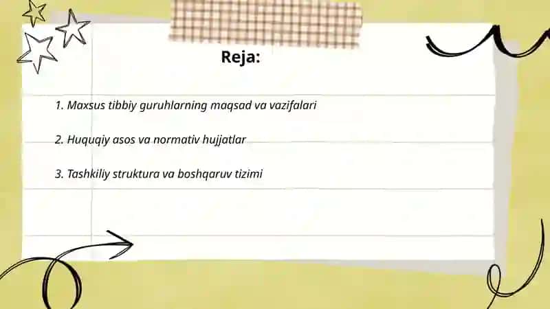 Maxsus tibbiy guruhlarni tashkil qilish 2
