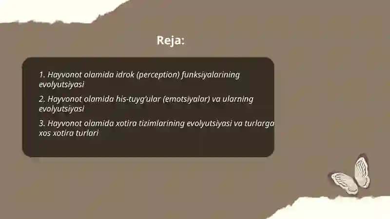 Hayvonot olamida psixik funksiyalar evolyutsiyasi 2