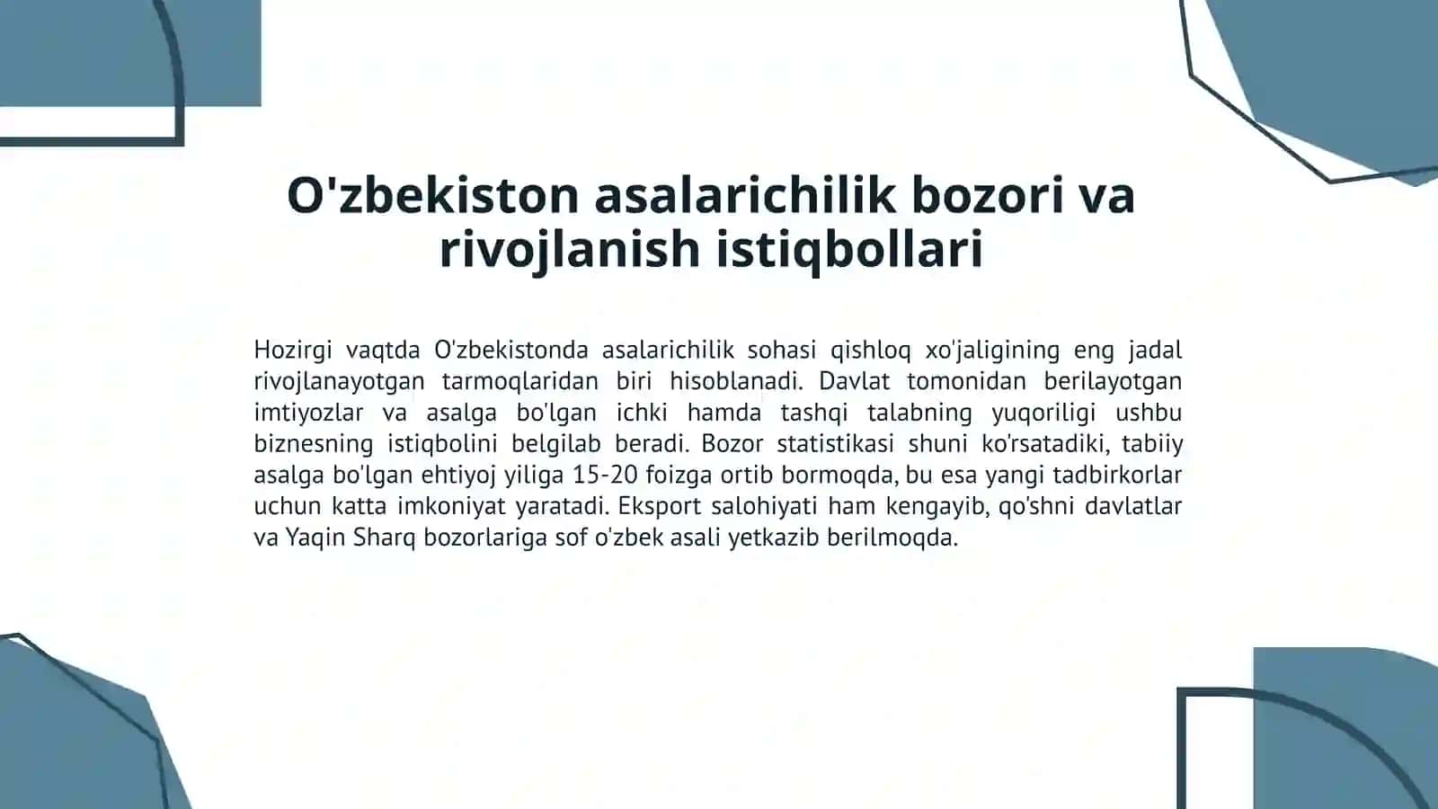 Asalarichilik biznesi: Rejalashtirishdan yuqori daromadgacha 2