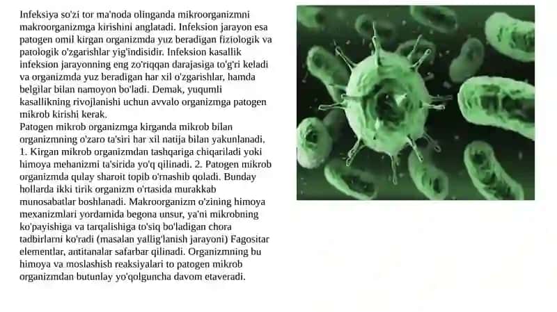 O’zbekiston Davlat Jismoniy Tarbiya va Sport universiteti Tibbiyot fakulteti Davolashishi yo’nalishi 52-22-guruhta talabasi Ergashev Navruzbekning Mikrobiologiya fanidan tayyorlagan Mustaqilishi 2
