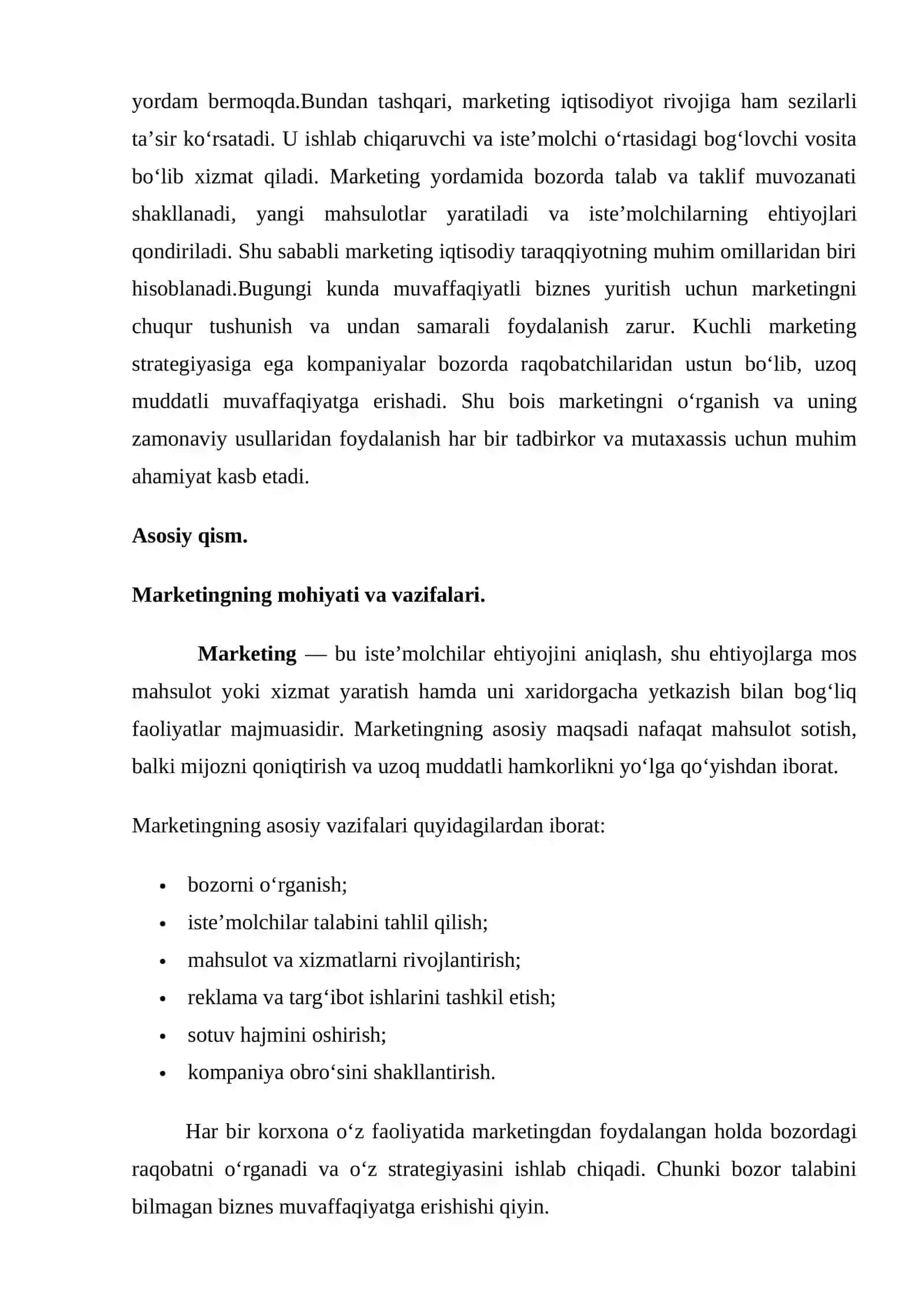 Marketing va uning zamonaviy biznesdagi o‘rni 2