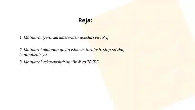 Matnlarni klasterlash (Iyerarxik klasterlash) 2