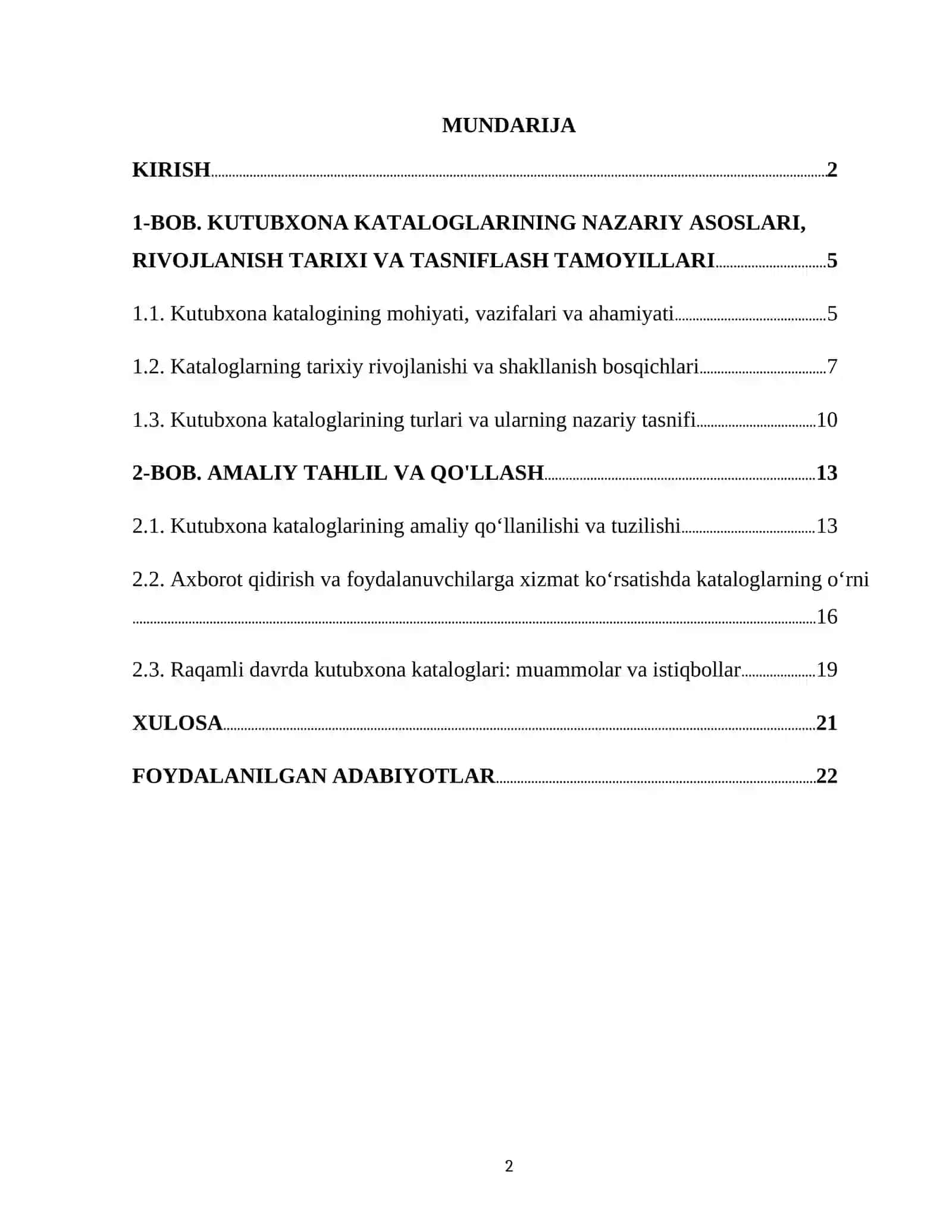 Kutubxona fondlari va kataloglari 2