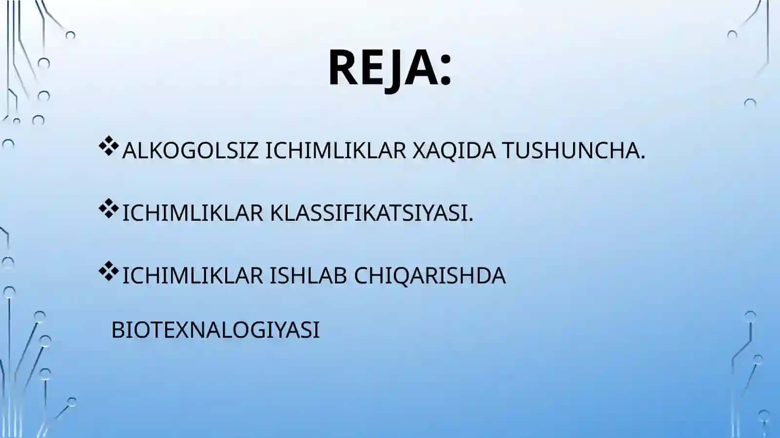 ALKOGOLSIZ ICHIMLIKLAR ISHLAB CHIQARISHDA BIOTEXNALOGIYA 2