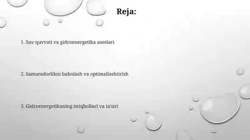 To‘g‘onlardagi suv quvvatini hisoblash va gidroenergetik samaradorlik 2