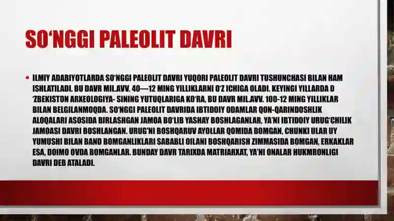 So’nggi paleolit davri manzilgohlarini xaritasini tuzish 2