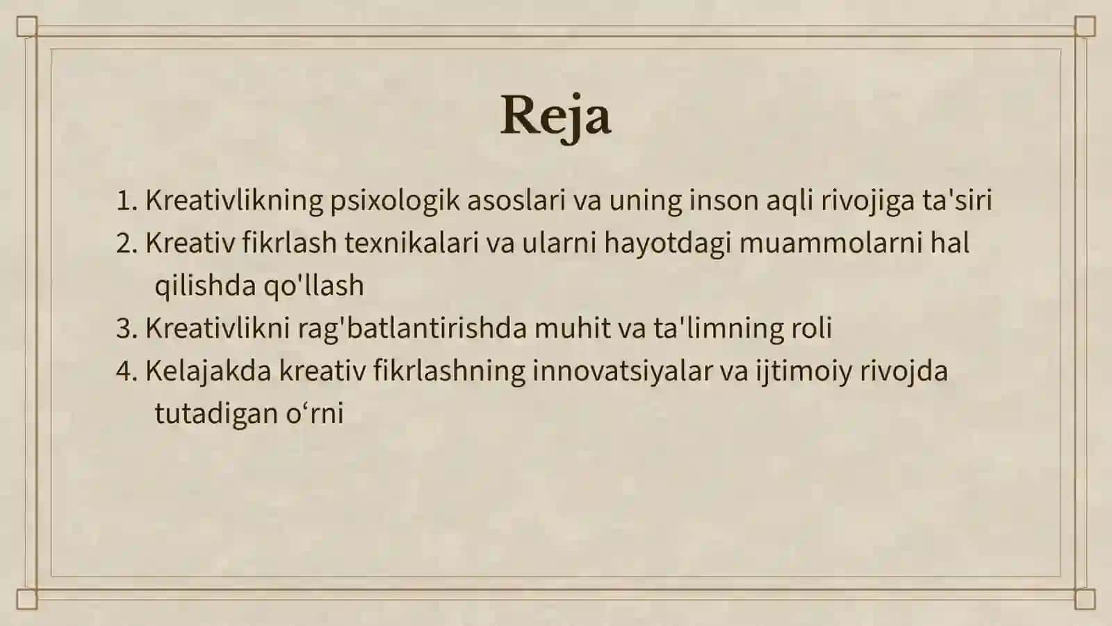 KREATIVLIK VA KREATIV FIKRLASH 2