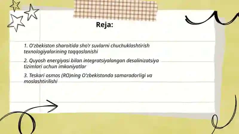 O'zbekiston sharoitida sho'r suvlarni chuchuklashtirish g'oyasi 2