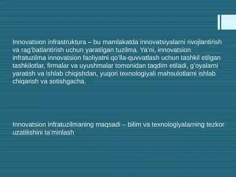 Innovatsion Infrastrukturani Shakllantirish 2