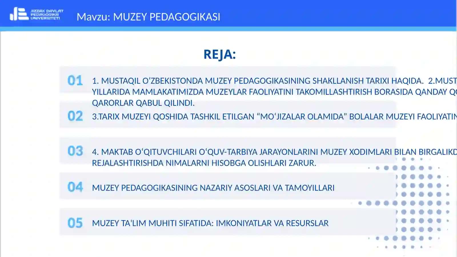FAN: MUZEY PEDAGOGIKASI 2