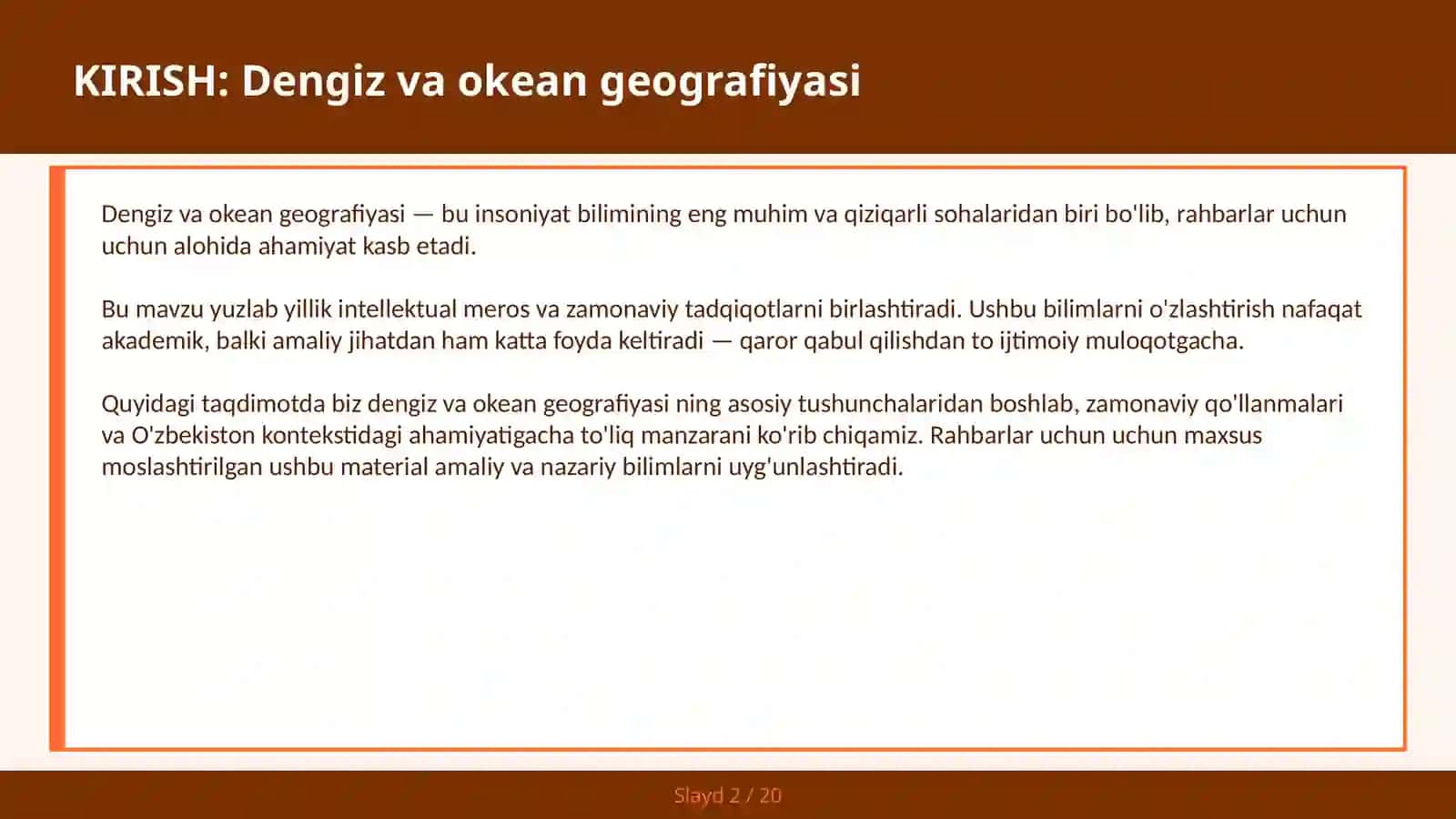 DENGIZ VA OKEAN GEOGRAFIYASI 2