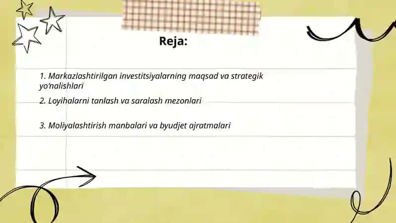 Markazlashtirilgan investitsiyalar orqali amalga oshiriladigan investitsiya loyihalarining xususiyatlari 2