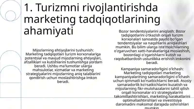Turizmni Rivojlantirishda Marketing Tadqiqotlari 2