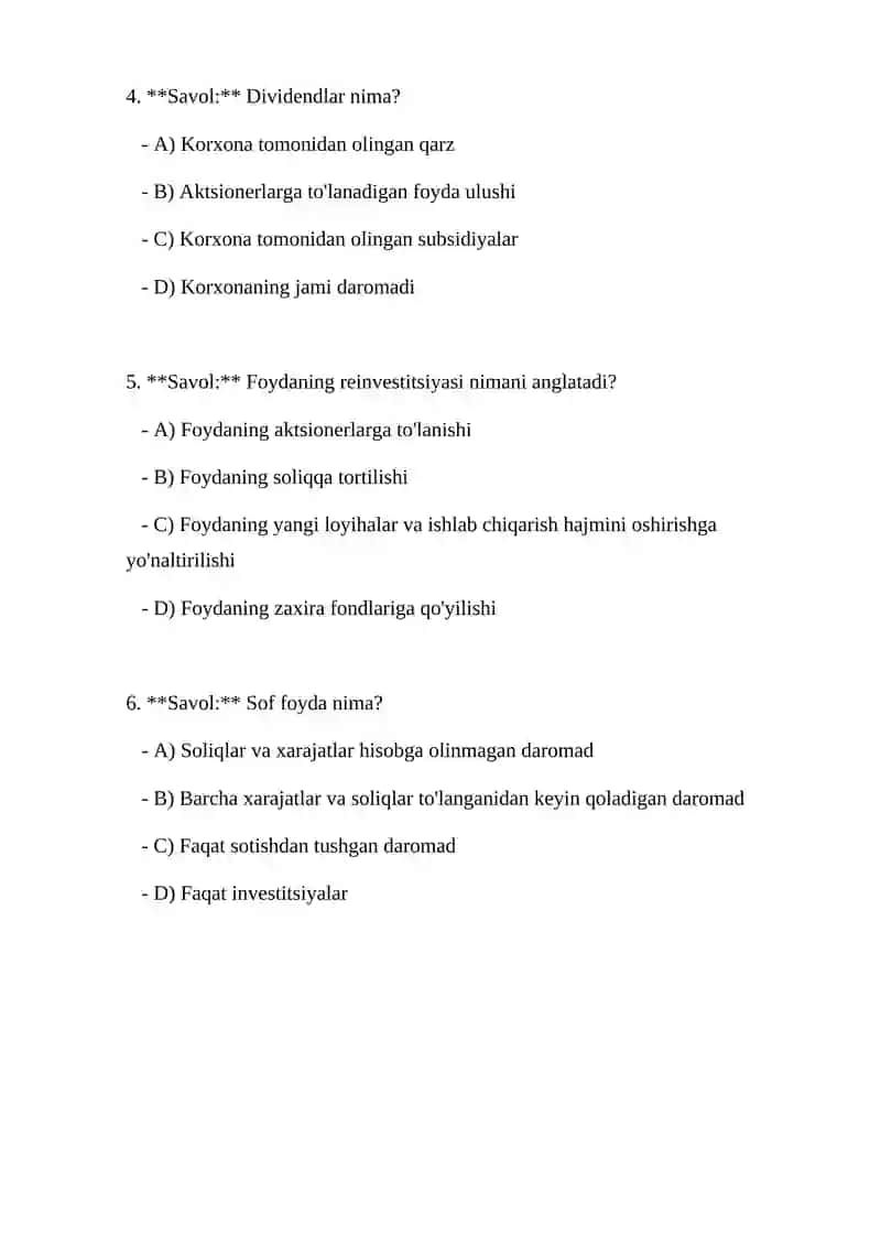Korxona Foydasi 2