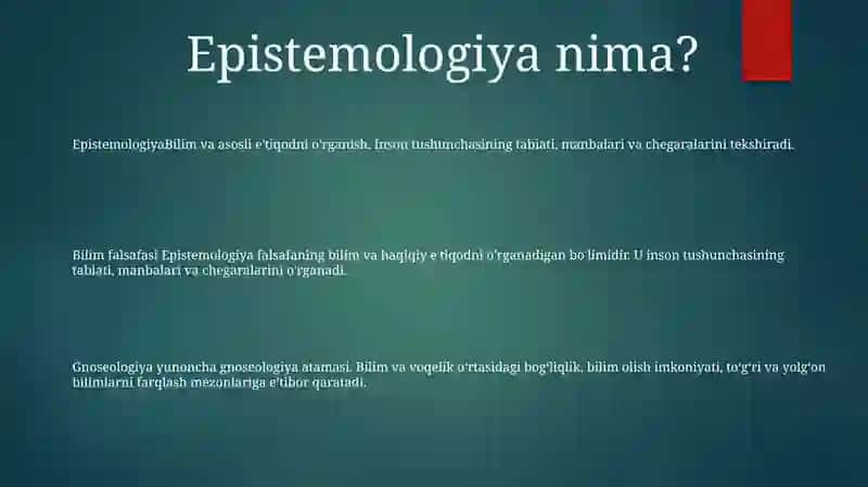 Bilish Falsafasi Gnoseologiya 2