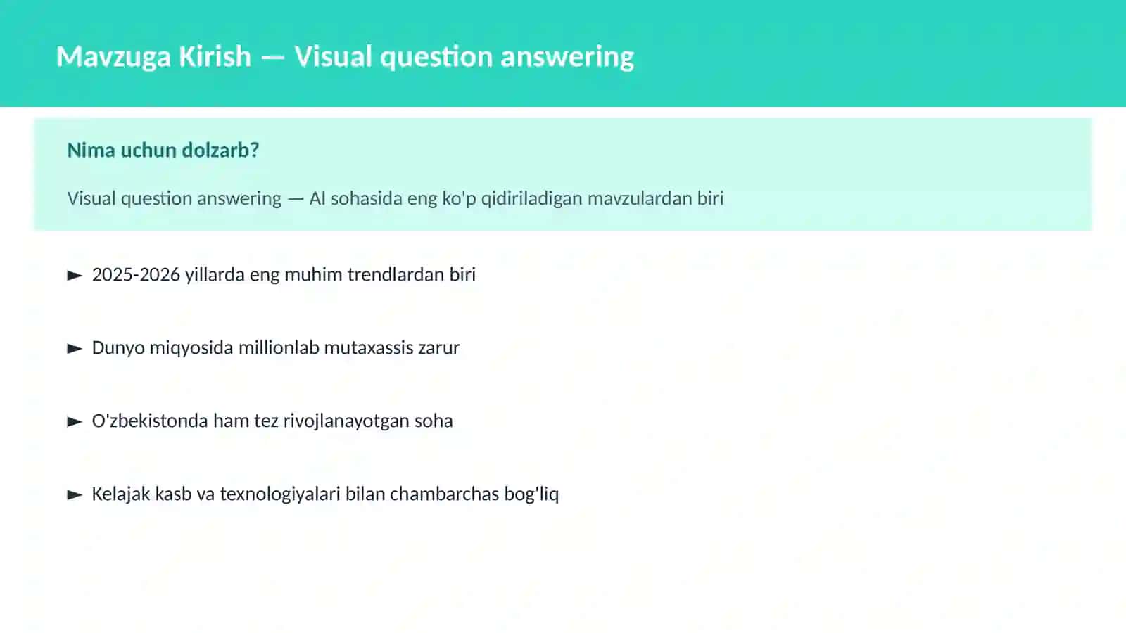 Visual question answering 2