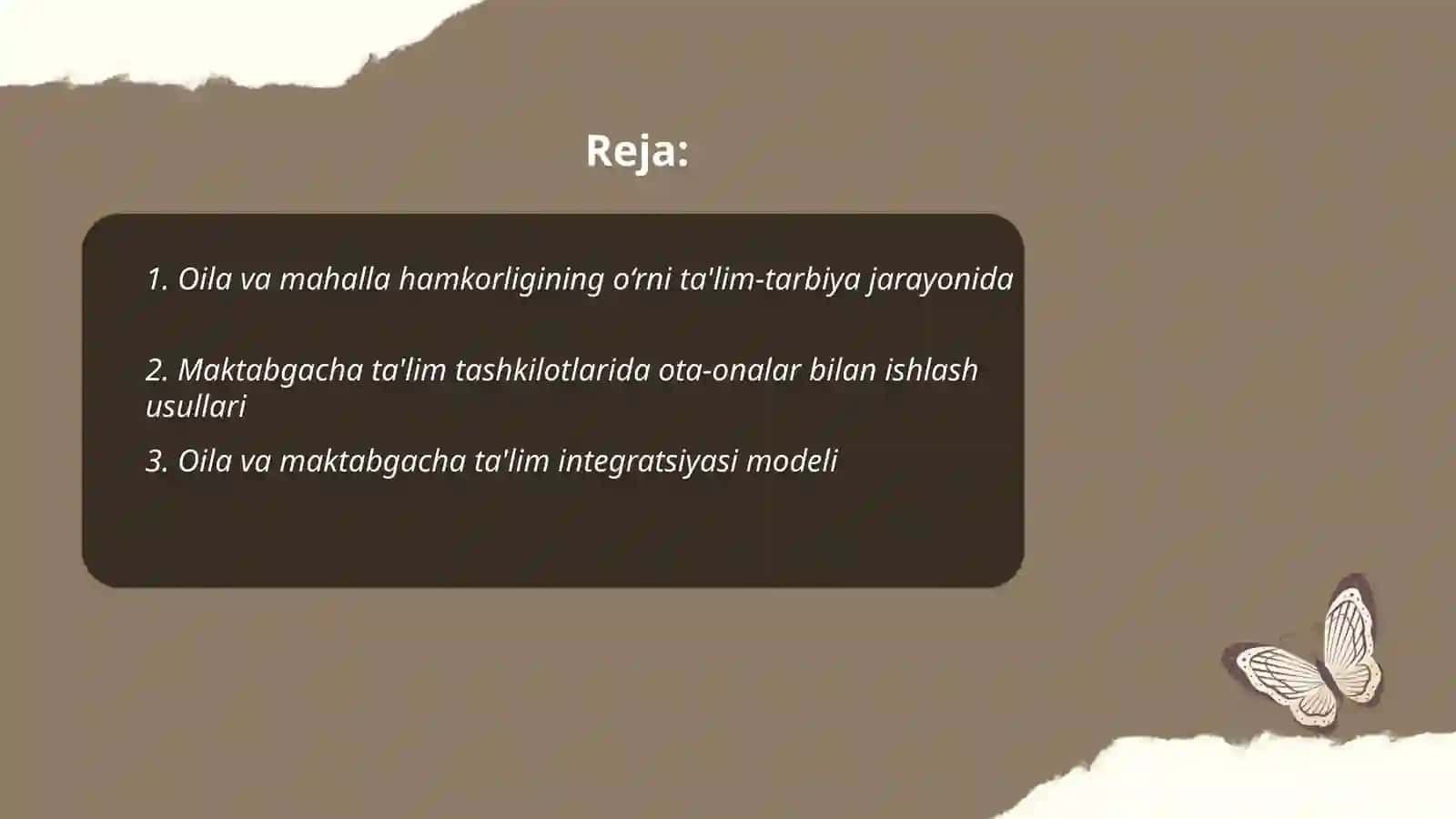 Talim tarbiya jarayonida oila mahalla va maktabgacha talim tashkiloti integratsiyasi 2
