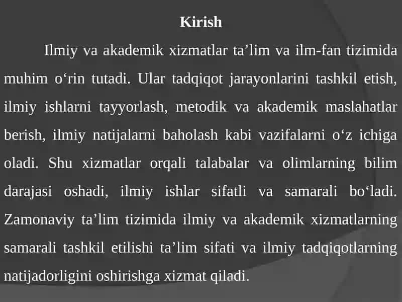 Ilmiy va akademik xizmatlar 2