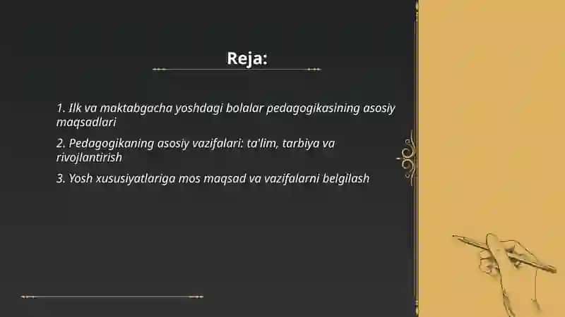 Ilk va maktabgacha yoshdagi bolalar pedagogikasi fanining maqsad va vazifalari 2