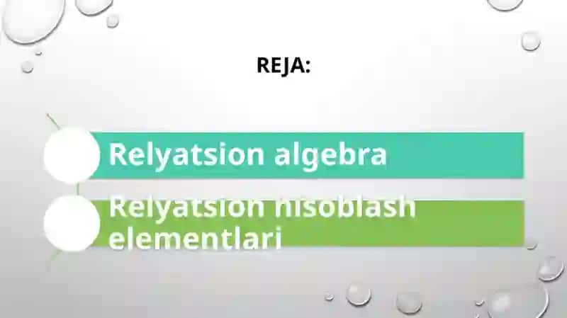 Relyatsionalgebra 2