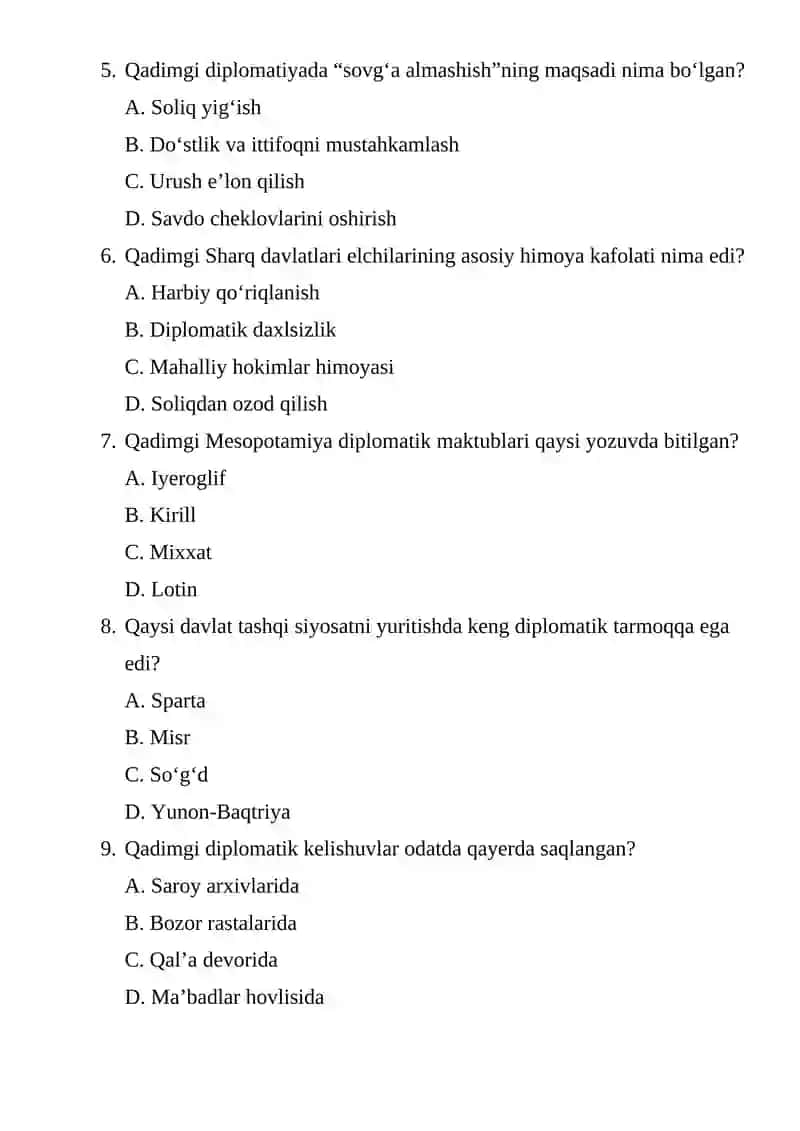 Qadimgi Sharqda xalqaro munosabatlar va diplomatiya 2