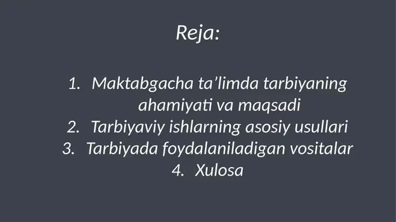 Sindarova Kumushbibi ilk va maktab yoshidagi bolalar pedagogikasifanidan taqdimoti 2