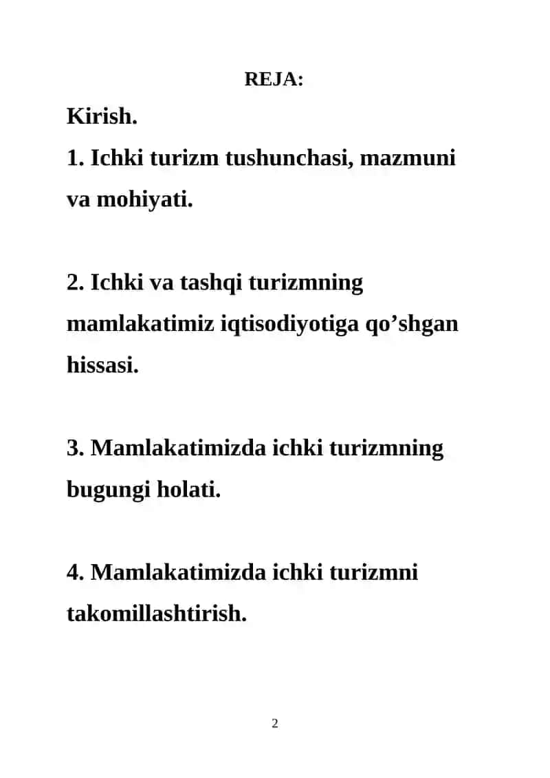 O`zbekistonda ichki turizmni rivojlantirish imkoniyatlari 2
