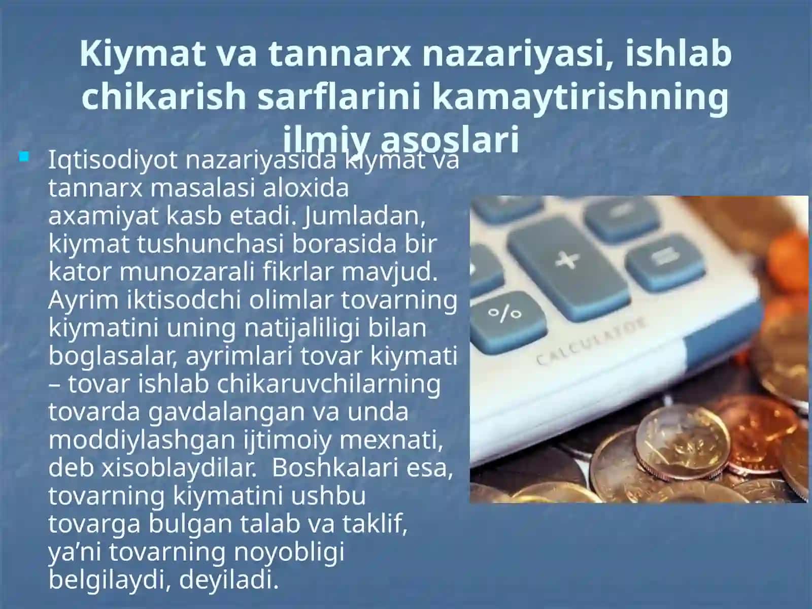 Kiymat va tannarx nazariyasi 2