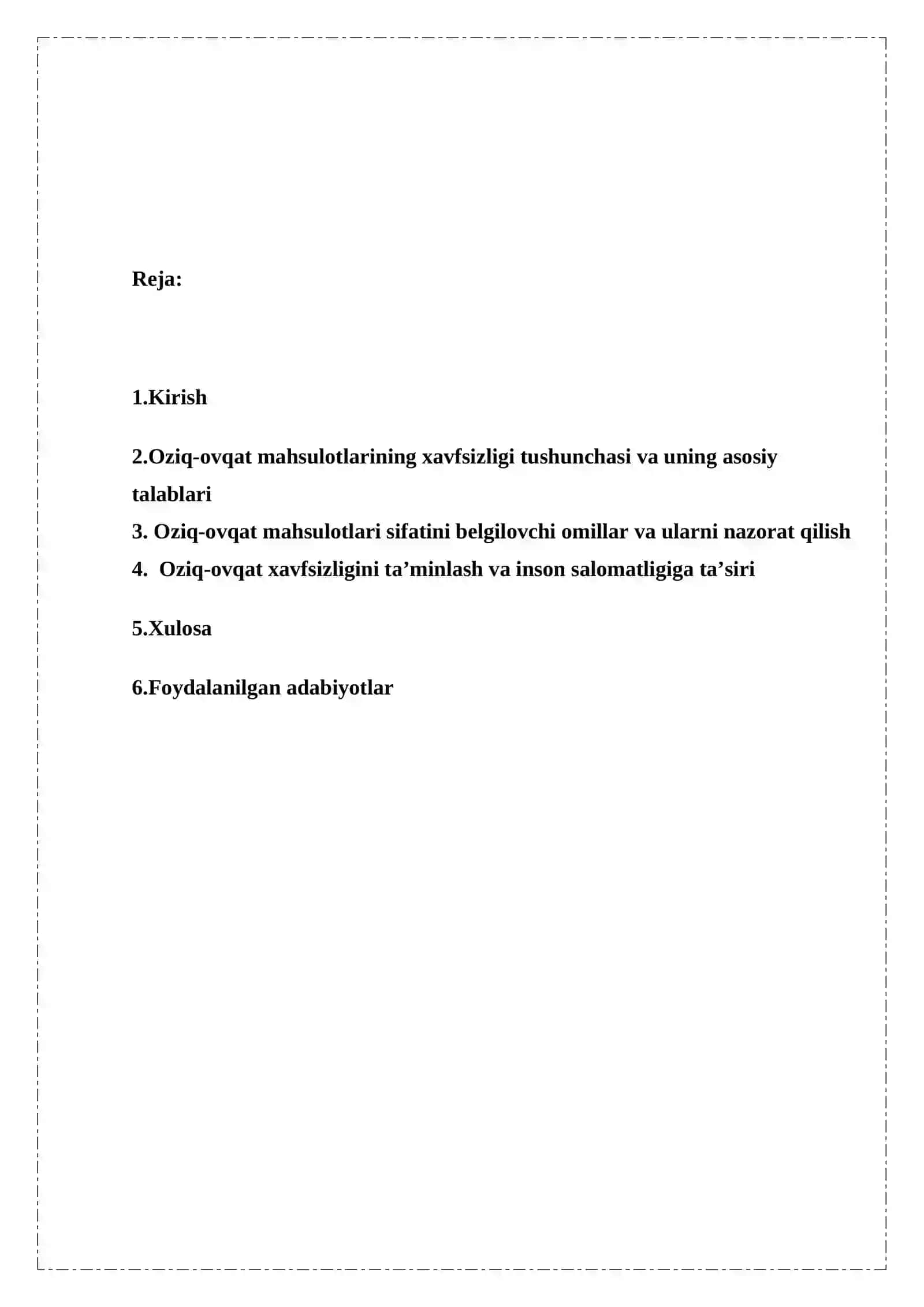 Oziq ovqat mahsulotlari xavfsizligi va sifati. 2
